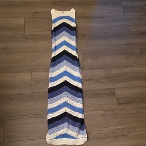 YFB Striped Knit Maxi Dress in Blue and White